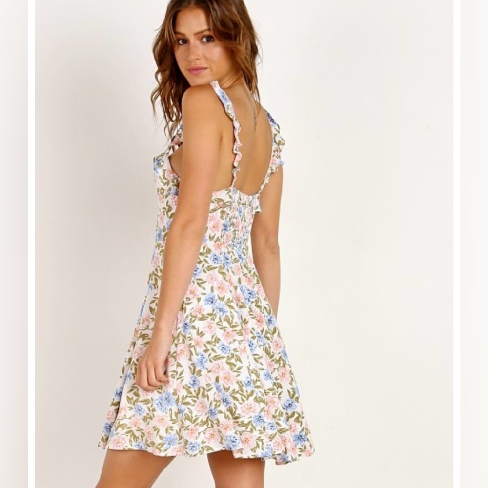 ASTR The label Hannah Mini Dress | Floral Ruffle | Skater Size M - Picture 4 of 9